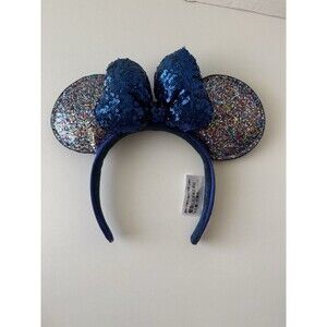 Disney Parks Minnie Ears Headband 2020 Sequined Blue Bow Sequin Glitter
